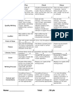 Short Story Rubric 2