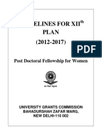 Guidelines For Xii Plan (2012-2017) : Post Doctoral Fellowship For Women