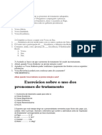 Exercícios Pronome Tratamento