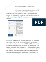 Educación de Honduras Varada Por Reducción de Presupuesto