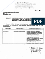 DAO 2004-27 - Amending Annex A of DAO 28, Series of 1994 Interim Guidelines For The Importation of Recyclable Materials Containing Hazardous Substances