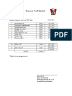 Transcom Foods Limited: National Holidays - 2014 For RSC Only