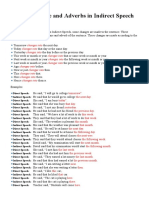 Change in Time & Adverbs in Indirect Speech - Rules