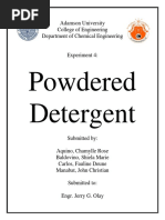 Powdered Detergent: Adamson University College of Engineering Department of Chemical Engineering