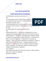 10 Chapter Electrochemistry Short Question With Answers PDF