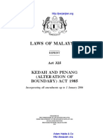 Act 325 Kedah and Penang Alteration of Boundary Act 1985