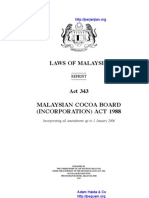 Act 343 Malaysian Cocoa Board Incorporation Act 1988