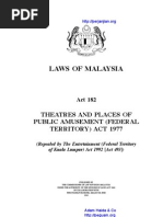 Act 182 Theatres and Places of Public Amusement Federal Territory Act 1977