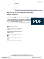 High Entropy Alloy CoCrFeMnNi Produced by Powder Metallurgy