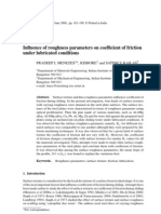 Influence of Roughness Parameters On Coefficient of Friction Under Lubricated Conditions