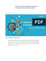 Displacement, Velocity and Acceleration Analysis of Plane Mechanisms Study Notes For Mechanical Engineering