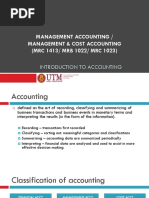 Management Accounting / Management & Cost Accounting (MRC 1413/ MRB 1022/ MRC 1023)