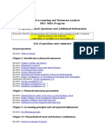 Financial Accounting and Statement Analysis HEC MBA Program Frequently Asked Questions and Additional Information