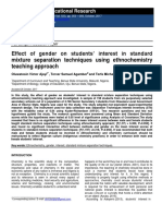 Effect of Gender On Students' Interest in Standard Mixture Separation Techniques Using Ethnochemistry Teaching Approach