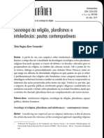 Sociologia Da Religião, Pluralismos e