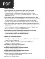 Teaching Resume 2018