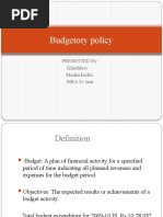 Budgetory Policy: Presented By: Khushboo Menka Keshri. Mba 2 Year