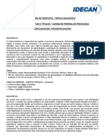 Padrão de Resposta - Prova Discursiva Concurso de Provas E Títulos - Conselho Federal de Psicologia Especialidade: Neuropsicologia