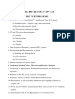 Ei 7211-Circuit Simulation Lab List of Experiments