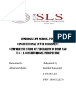 Symbiosis Law School, Pune Constitutional Law Ii Assignment Comparative Study of Federalism in India and U.S.: A Constitutional Perspective