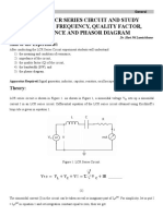 To Setup LCR Series Circuit and Study Resonance Frequency, Quality Factor, Impedance and Phasor Diagram