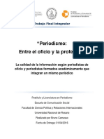 Trabajo Final Integrador (T.F.I.) - Periodismo Entre El Oficio y La Profesión