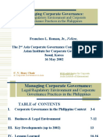 Managing Corporate Governance:: Legal/Regulatory Environment and Corporate Governance Practices in The Philippines