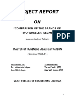 Project Report: Comparison of The Brands of Two Wheeler Segment"