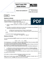 Devoir de Contrôle N°1 - Physique - Bac Math (2007-2008)