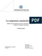 La Competencia Comunicativa en ELE - Análisis de Un Manual Escolar en Relación Con El Plan de Estudios de Lenguas Modernas