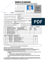 University of Sargodha: Admission Form For The Students of 1St Term System