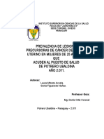 Prevalencia de Lesiones Precursoras de Cáncer Del Cuello Uterino en Mujeres de 25 A 50 Años