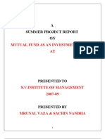 A Summer Project Report ON: Mutual Fund As An Investment Avenue AT