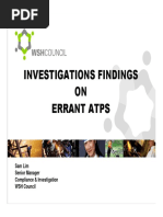 Investigations Findings ON Errant Atps: Sam Lim Senior Manager Compliance & Investigation WSH Council