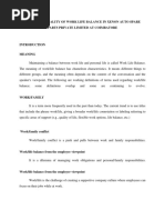 A Study On Quality of Work Life Balance in Xenon Auto Spare Parts Private Limited at Coimbatore