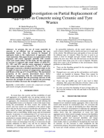 Experimental Investigation On Partial Replacement of Aggregates in Concrete Using Ceramic and Tyre Wastes