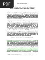 Edgerton, R. (1984) Anthropology and Mental Retardation. Research Approaches and Opportunities