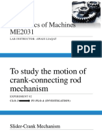 Mechanics of Machines ME2031: Lab Instructor: Awais Liaqat