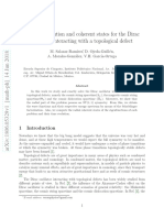 Algebraic Solution and Coherent States For The Dirac Oscillator Interacting With A Topological Defect