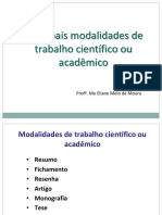 Principais Modalidades de Trabalho Científico Ou Acadêmico Eliane