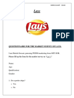 Lays QUESTIONNAIRE FOR THE MARKET SURVEY