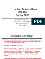 Introduction To Algorithms CS 445 Spring 2005