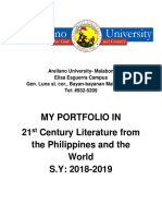 My Portfolio in 21 Century Literature From The Philippines and The World S.Y: 2018-2019