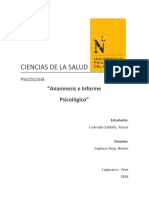 Anamnesis e Informe Psicológico