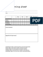 Oral Scoring Sheet