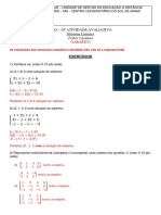 ALG - Atv. 10 - Av - Sistemas Lineares - Gabarito