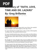 Summary of Faith Love Time and DR - Lazaro