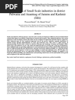 Challenges of Small Scale Industries in District Pulwama and Anantnag of J&K, Waseem Hamid