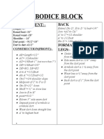 Adult Bodice Block: Measurment