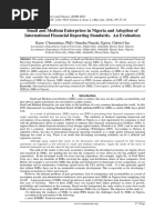 Small and Medium Enterprises in Nigeria and Adoption of International Financial Reporting Standards. An Evaluation